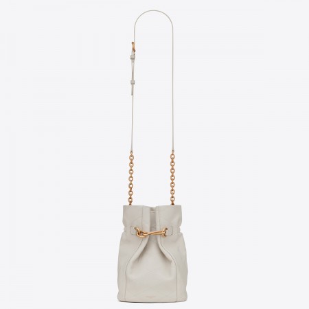 Saint Laurent Le Maillon Hook Bucket Bag In White Lambskin