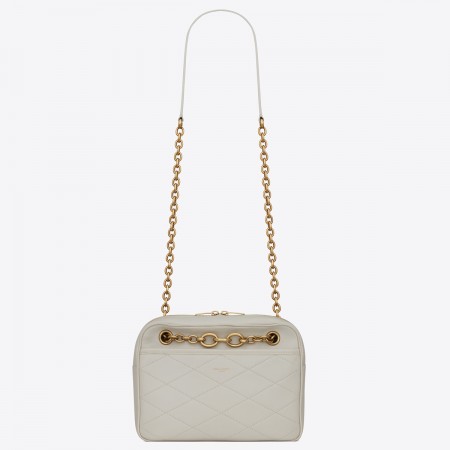 Saint Laurent Le Maillon Small Chain Bag In White Lambskin