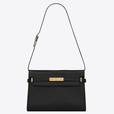 Saint Laurent Manhattan Baguette Bag In Black Calfskin