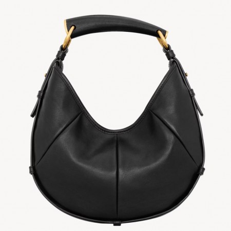 Saint Laurent Mombasa Small Hobo Bag in Black Leather