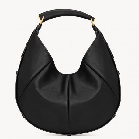 Saint Laurent Mombasa Medium Hobo Bag in Black Leather