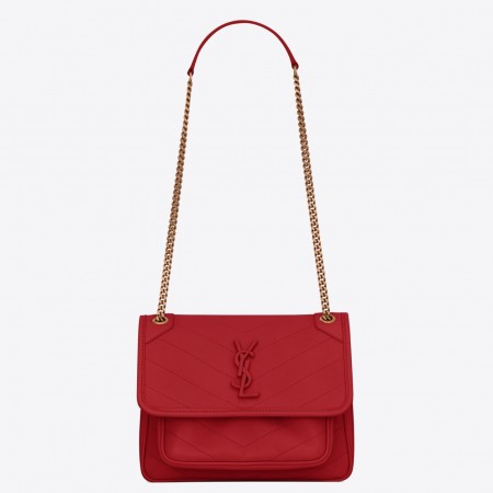 Saint Laurent Niki Baby Bag In Red Lambskin