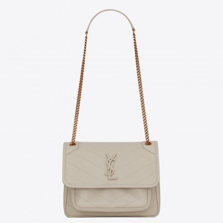 Saint Laurent Niki Baby Bag In White Lambskin