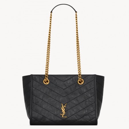 Saint Laurent Niki Small Shopping Bag in Black Vintage Calfskin