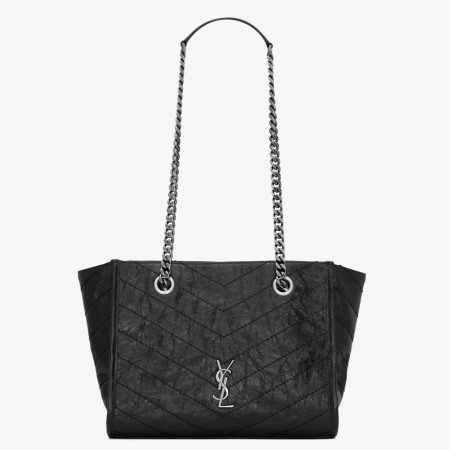 Saint Laurent Niki Small Shopping Bag in Noir Vintage Calfskin