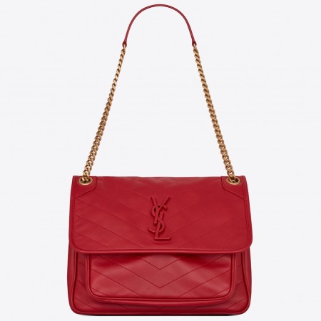 Saint Laurent Niki Medium Bag In Red Lambskin