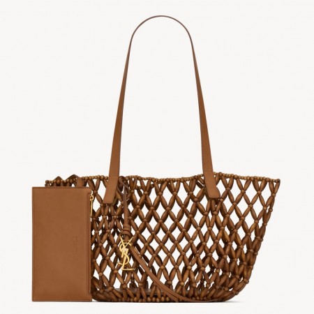 Saint Laurent Panier Bag in Brown Wood Beads