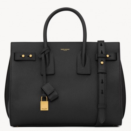 Saint Laurent Supple Sac De Jour Small Bag in Black Grained Leather