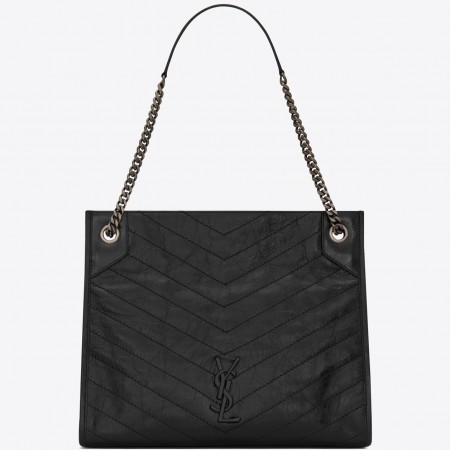 Saint Laurent Medium Niki Shopping Bag In Black Leather 