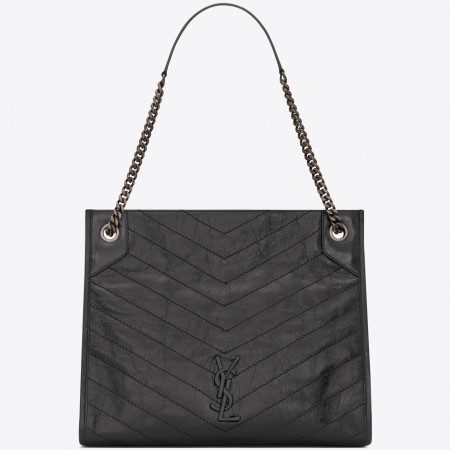 Saint Laurent Medium Niki Shopping Bag In Storm Leather 