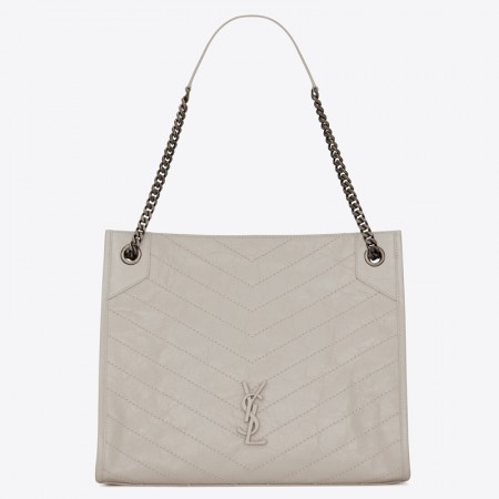 Saint Laurent Medium Niki Shopping Bag In White Leather