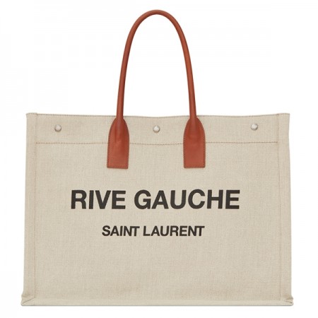 Saint Laurent Rive Gauche Tote Bag With Tan Handle