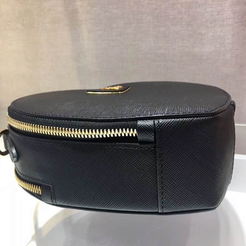 Replica Prada Odette Heart Bag In Black Saffiano Leather