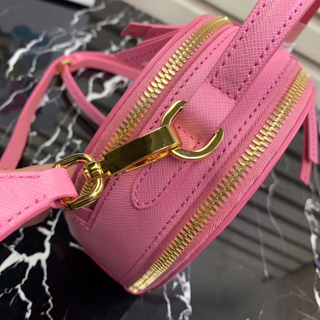 Replica Prada Odette Heart Bag In Pink Saffiano Leather