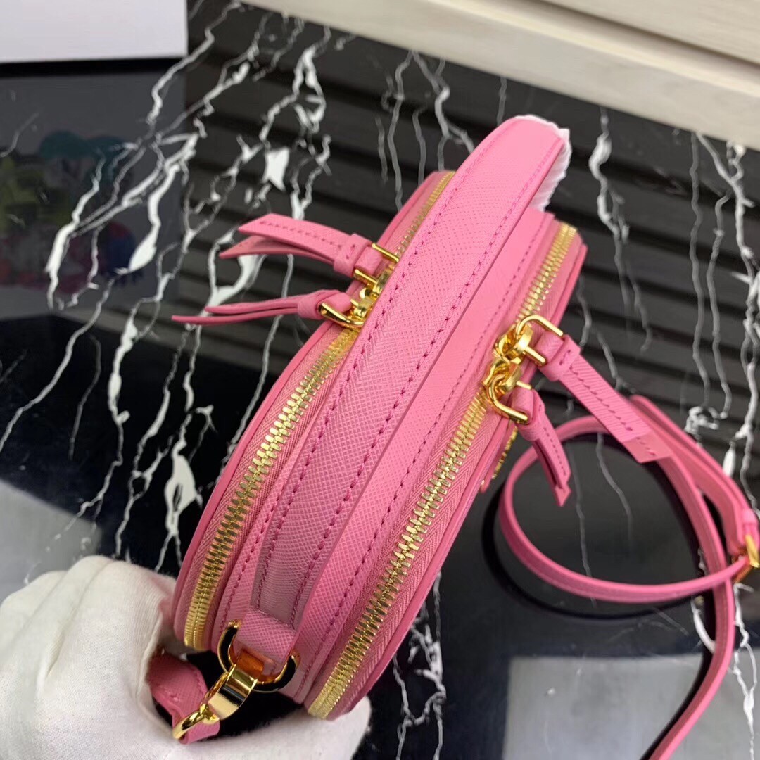 Replica Prada Odette Heart Bag In Pink Saffiano Leather