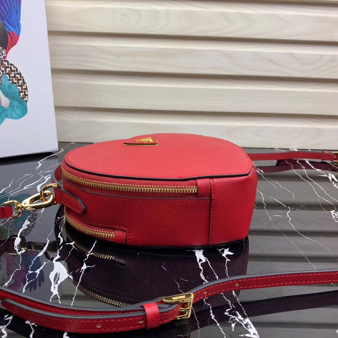 Replica Prada Odette Heart Bag In Red Saffiano Leather