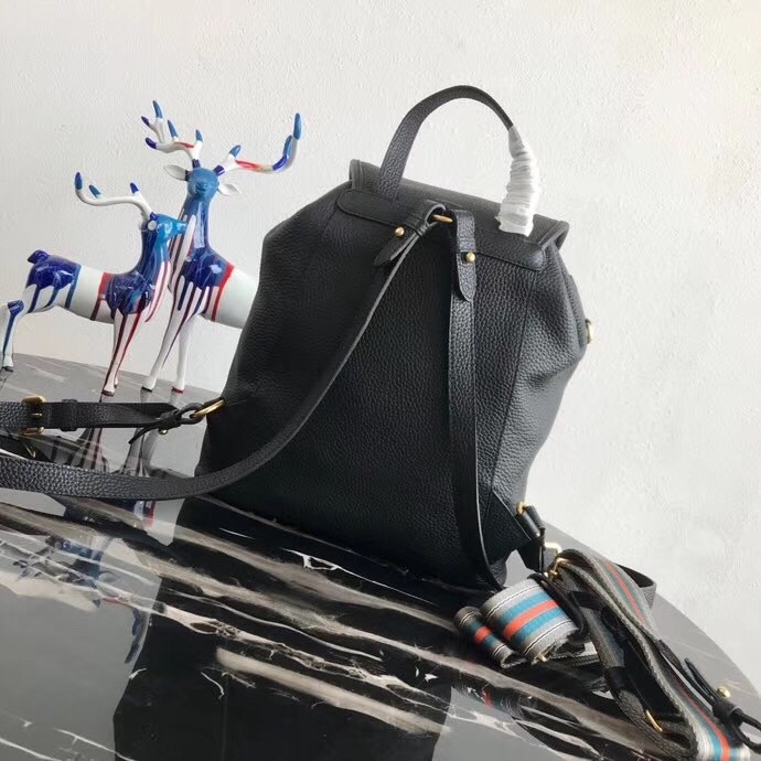 Pra*a backpack in black grained calfskin