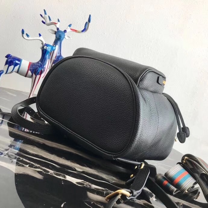 Pra*a backpack in black grained calfskin
