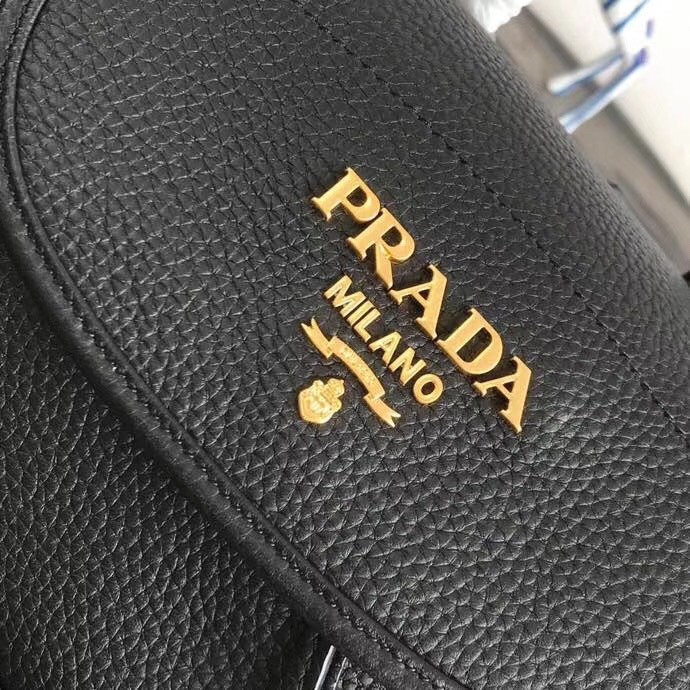 Pra*a backpack in black grained calfskin