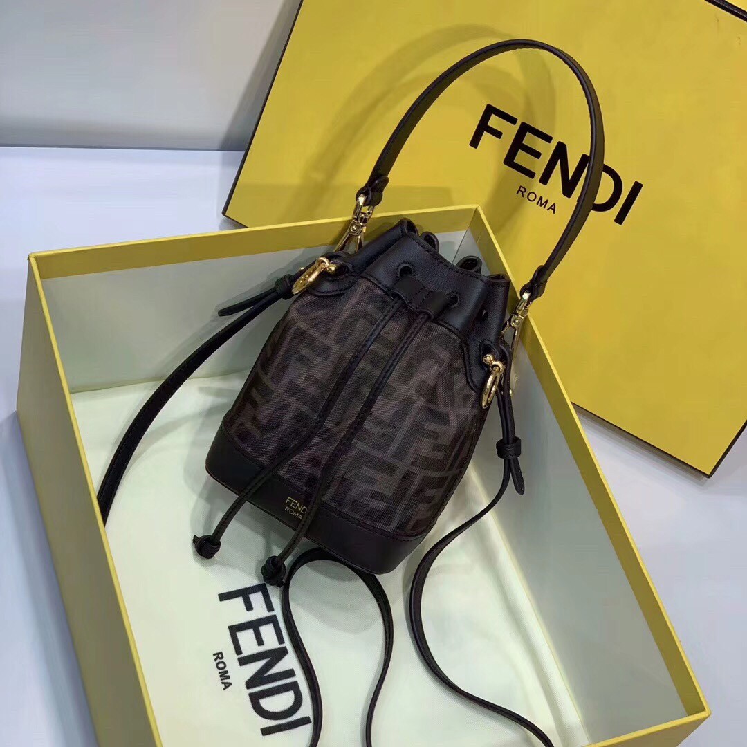 F**di mon tresor mini bucket bag in tech mesh