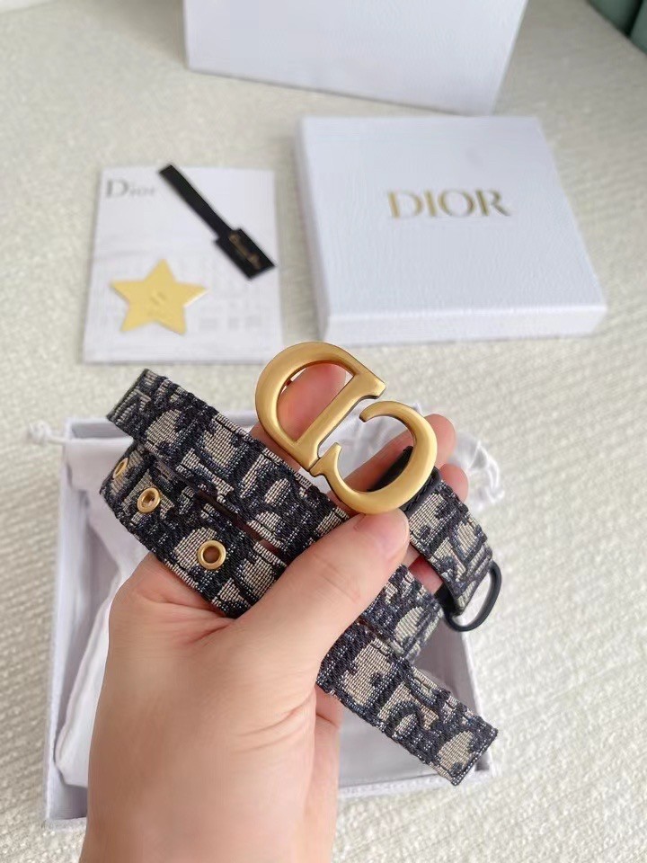 D*or saddle 20mm belt in blue D*or oblique jacquard