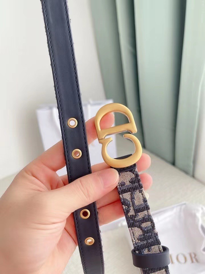 D*or saddle 20mm belt in blue D*or oblique jacquard