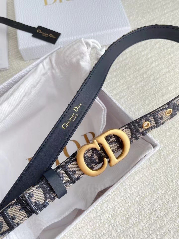 D*or saddle 20mm belt in blue D*or oblique jacquard