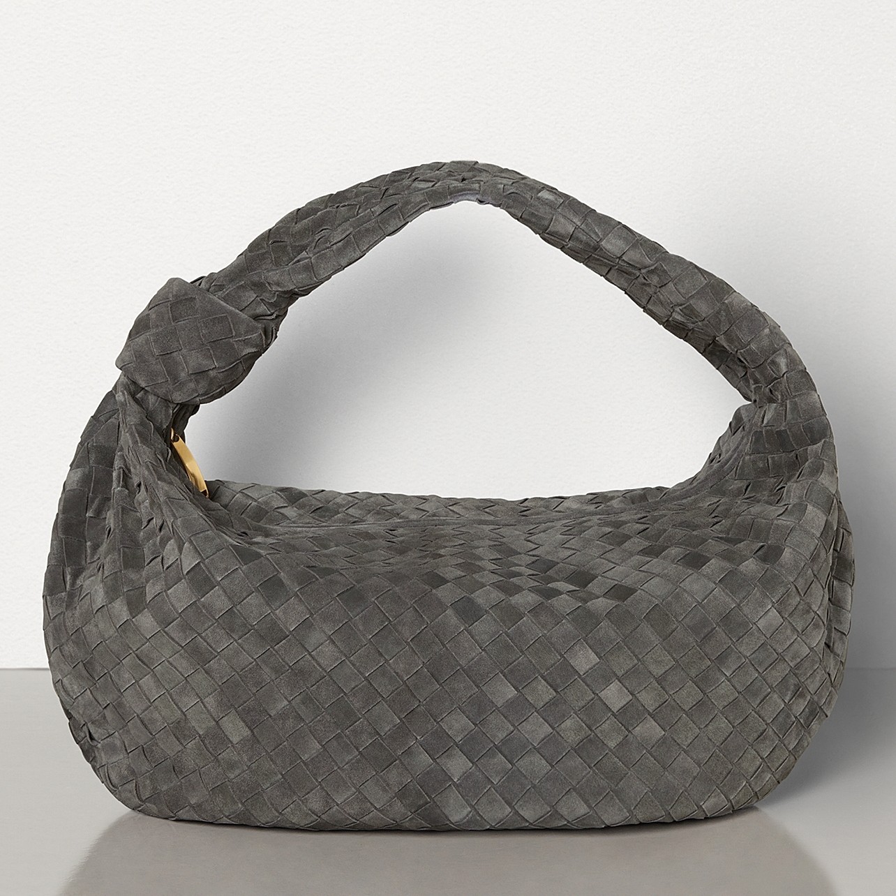 bo*te*ga Ve*ne*ta large bv jodie bag in grey woven suede