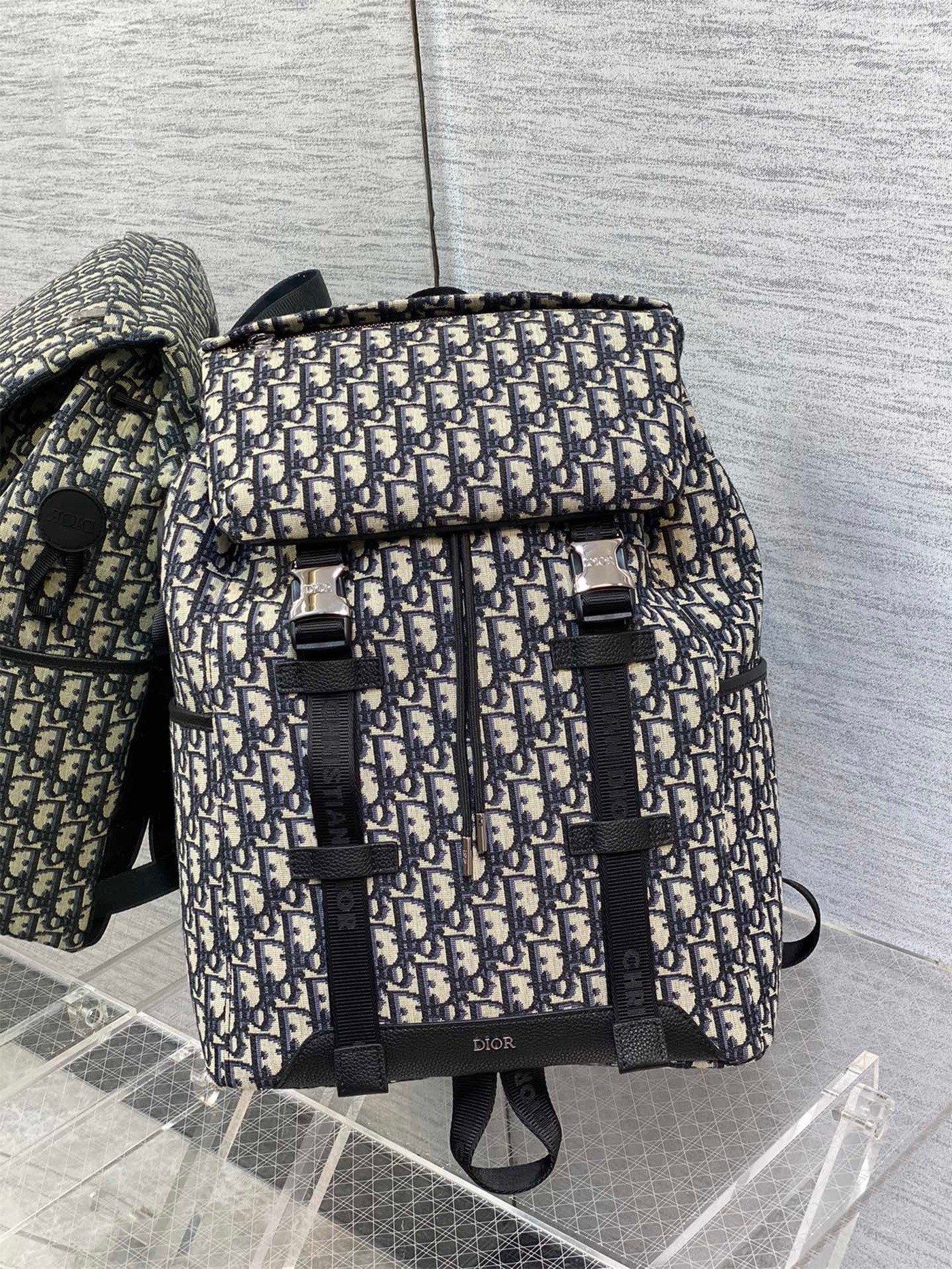 Replica Dior Explorer Backpack In Black Dior Oblique Jacquard