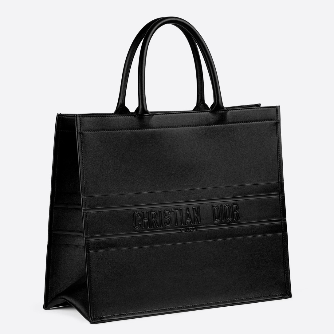 Replica Dior Book Tote Bag In Black Smooth Calfskin