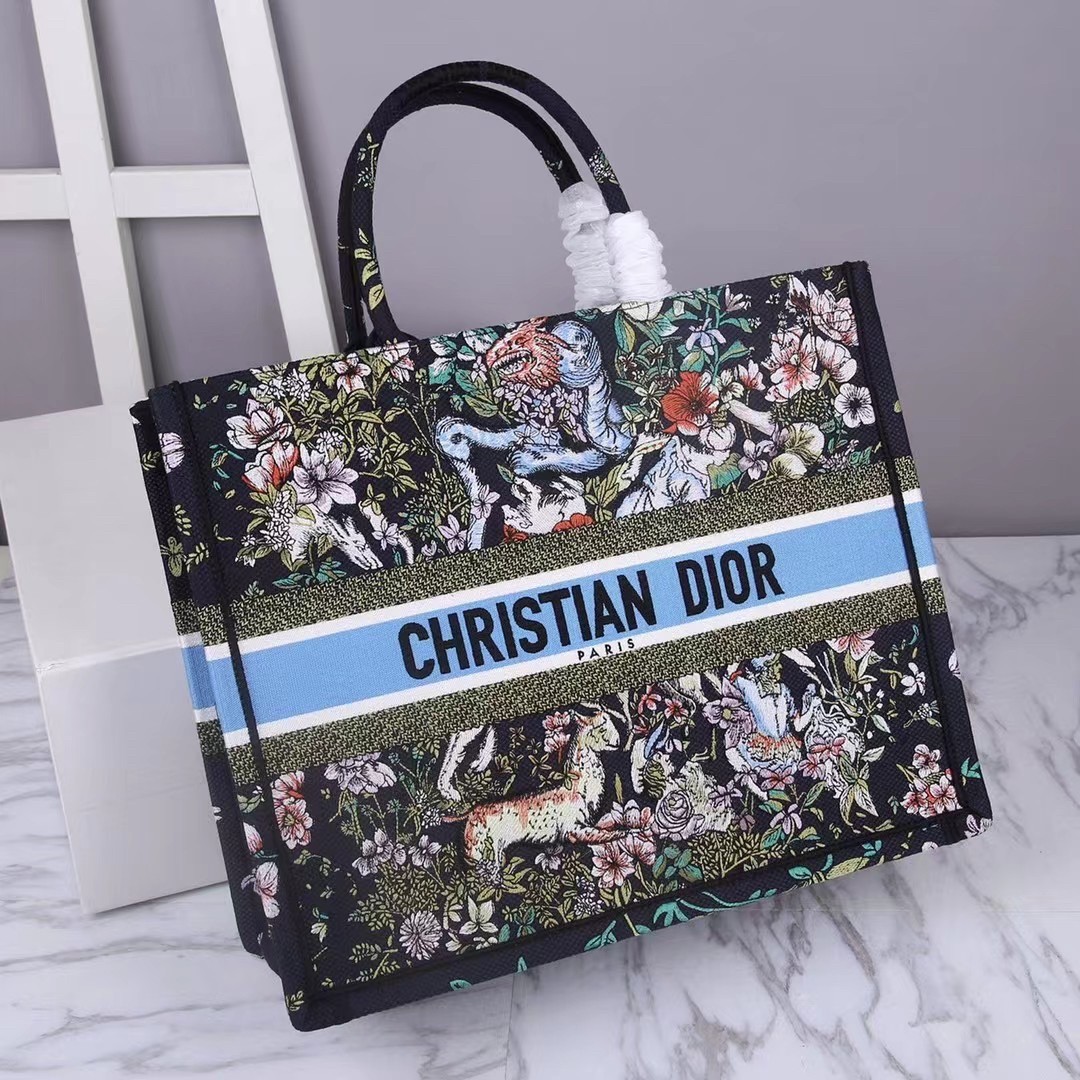 Replica Dior Large Book Tote In Blue D-Constellation Embroidery