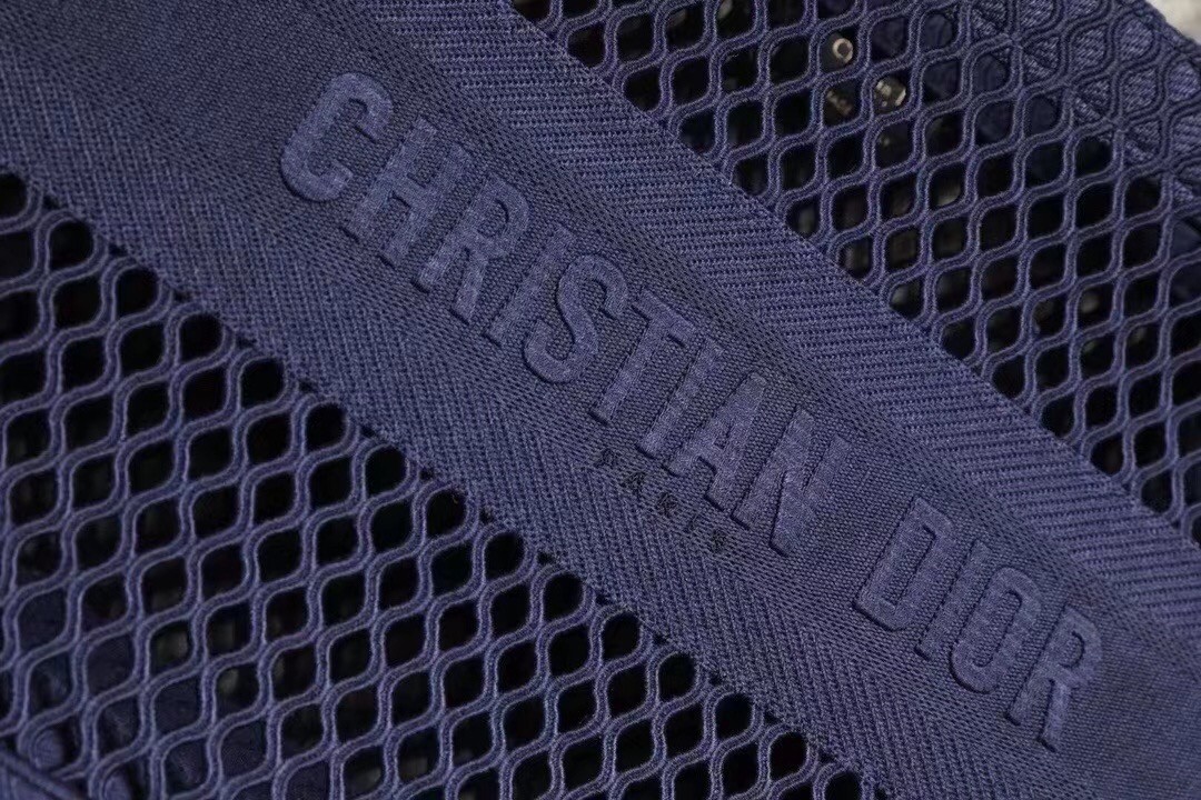 D*or book tote bag in blue mesh embroidery