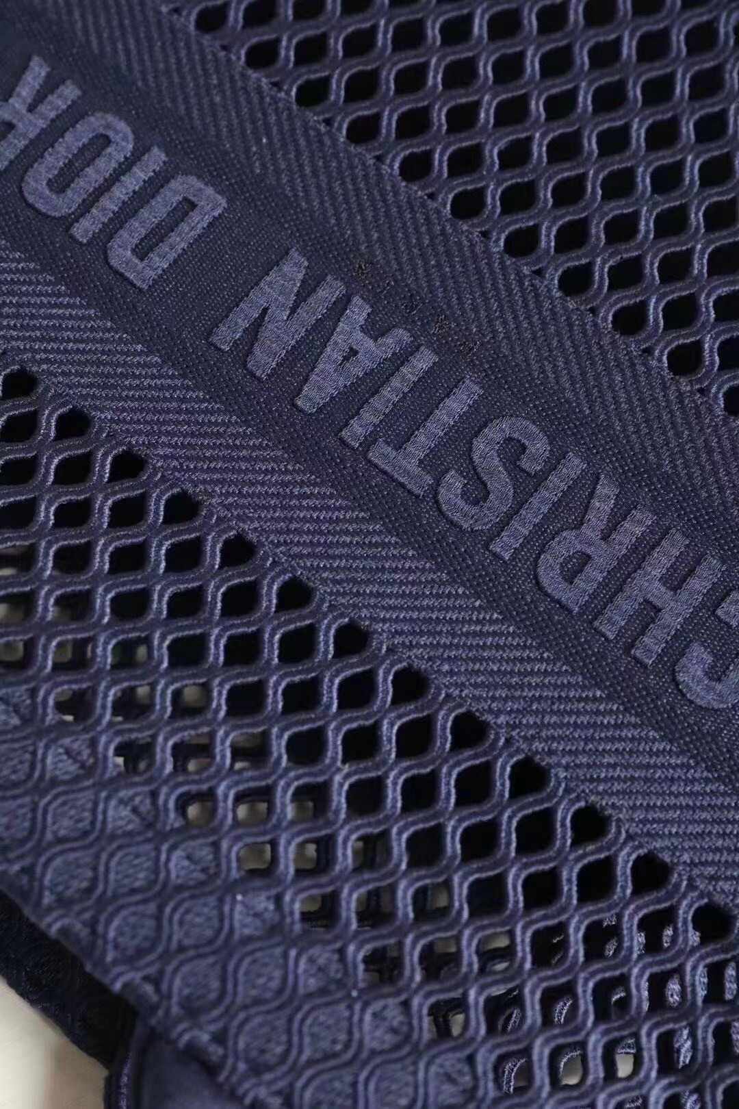 D*or book tote bag in blue mesh embroidery