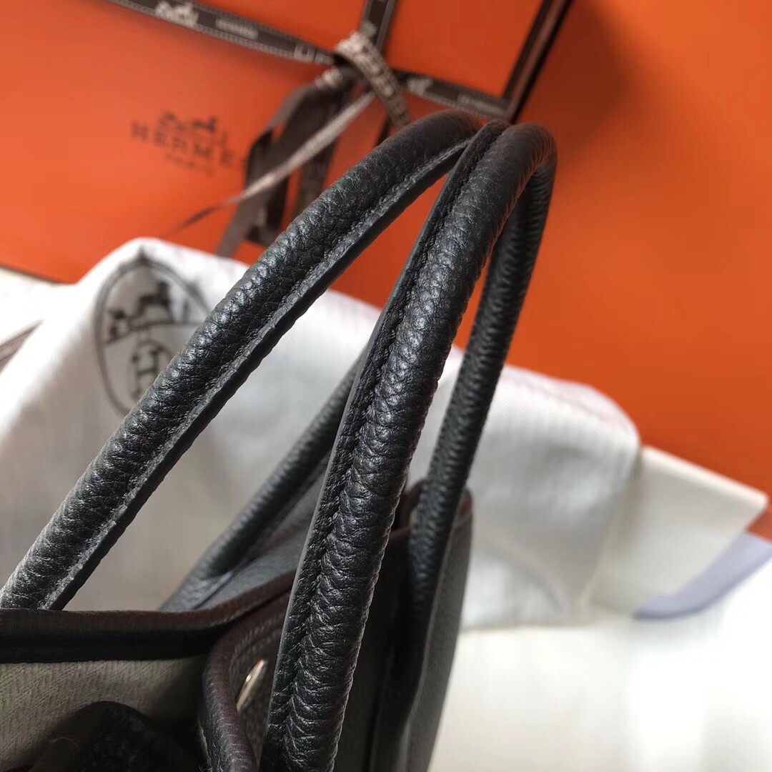 H**mes garden party 30 bag in black clemence calfskin