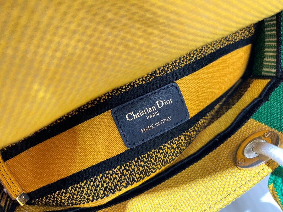 D*or medium lady d-lite bag in yellow and green d-flower pop embroidery