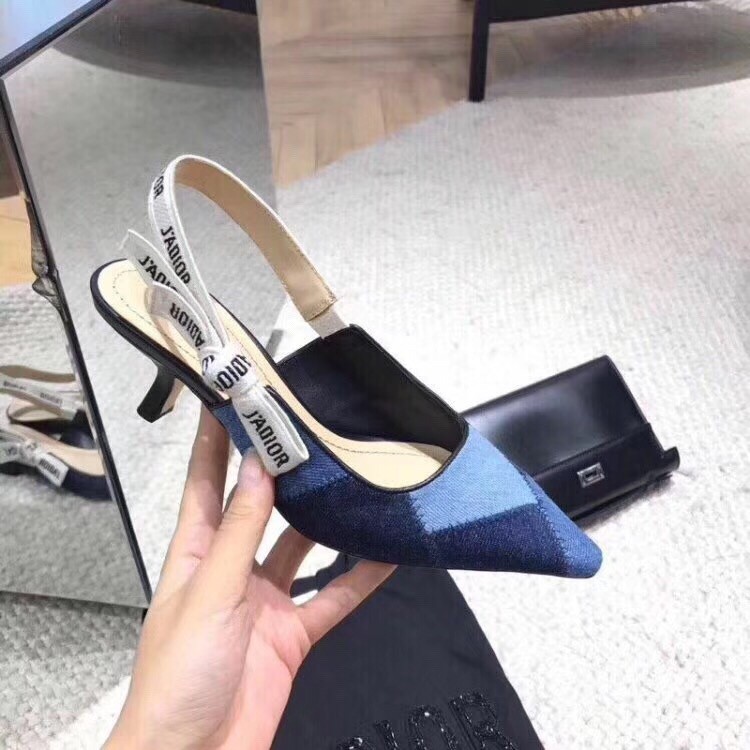 Replica Dior J'Adior Slingback Pumps In Patchwork Denim