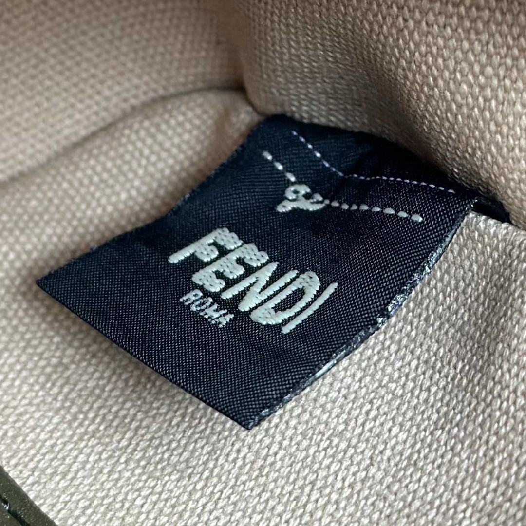 F**di baguette mini bag in canvas with multicolor ff embroidery