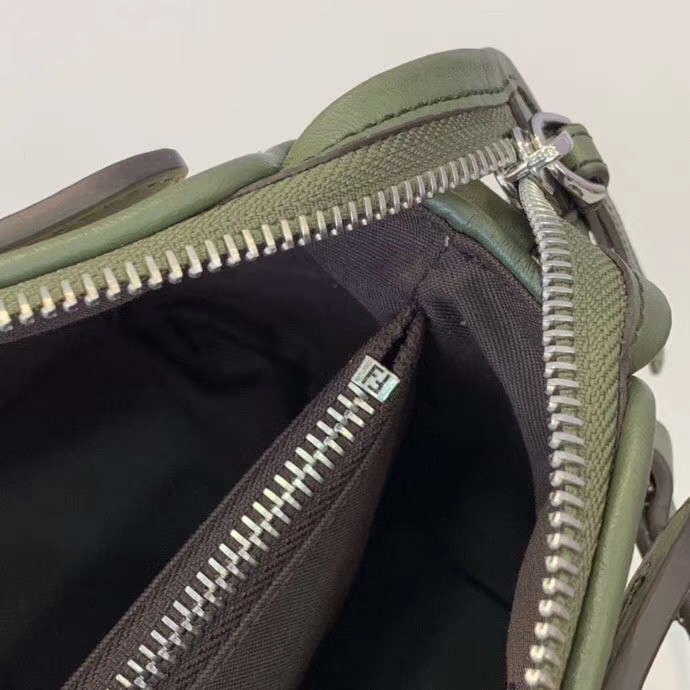 F**di by the way medium bag in canvas with green leather