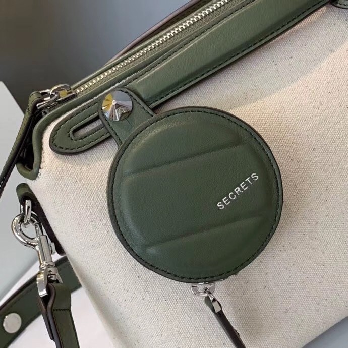 F**di by the way medium bag in canvas with green leather