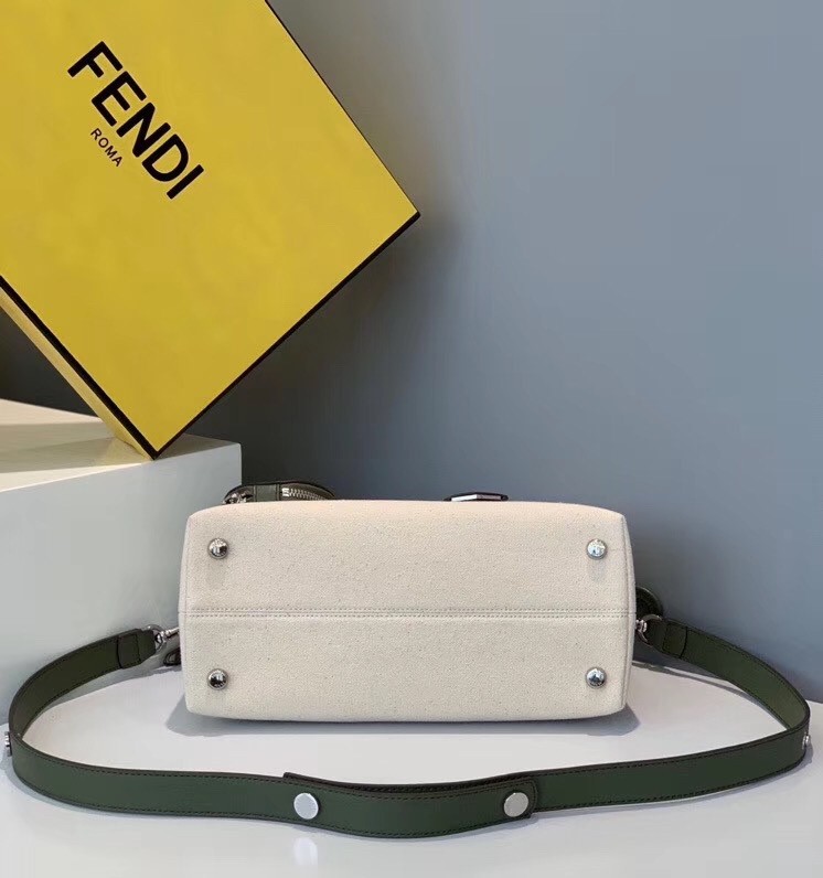 F**di by the way medium bag in canvas with green leather