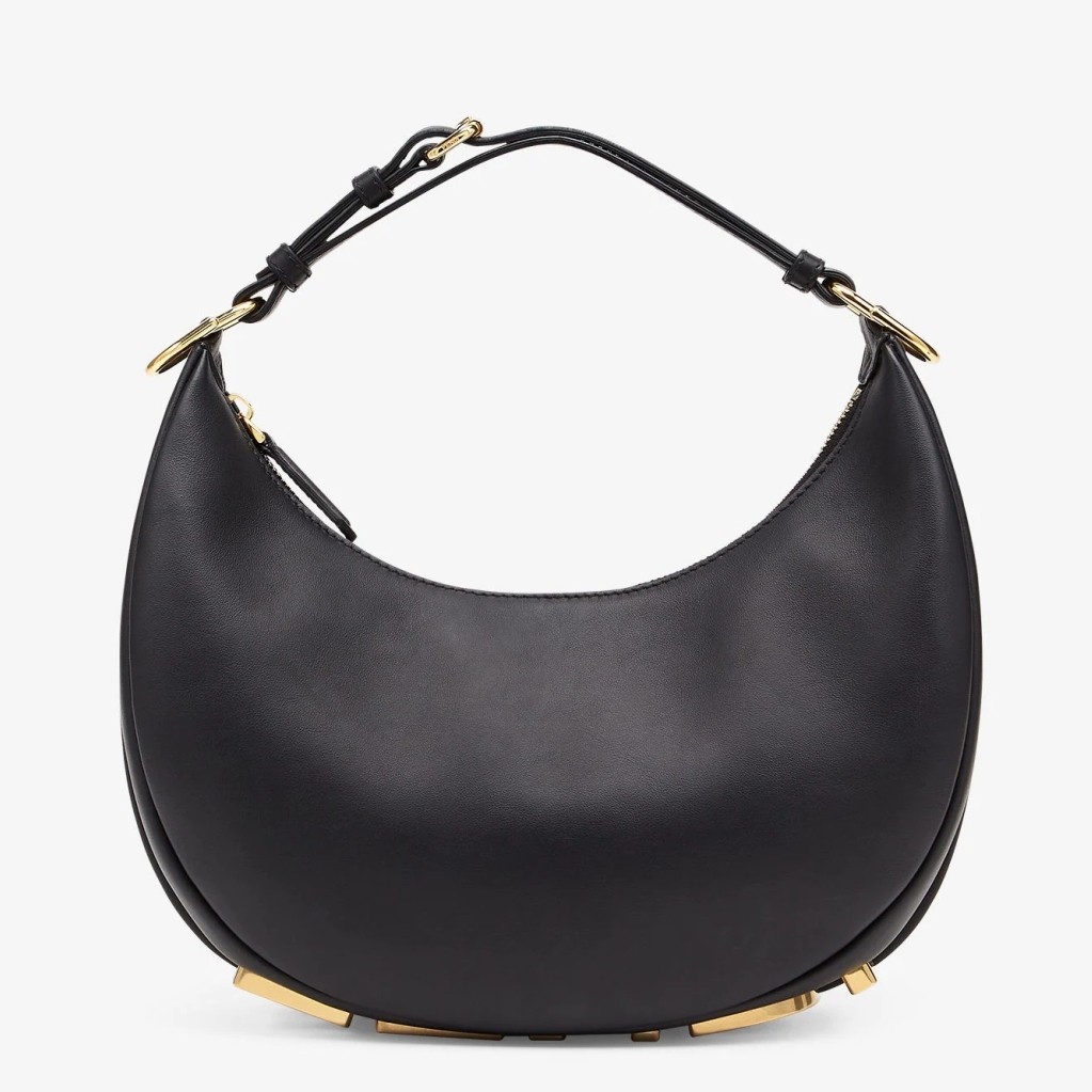 Replica Fendi Fendigraphy Small Hobo Bag In Black Leather