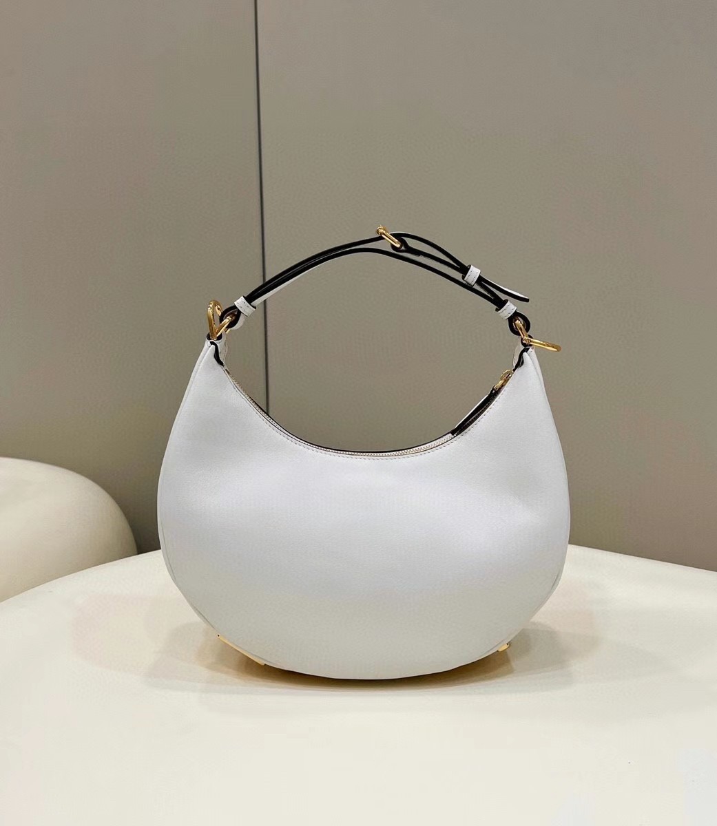 Replica Fendi Fendigraphy Small Hobo Bag In White Leather