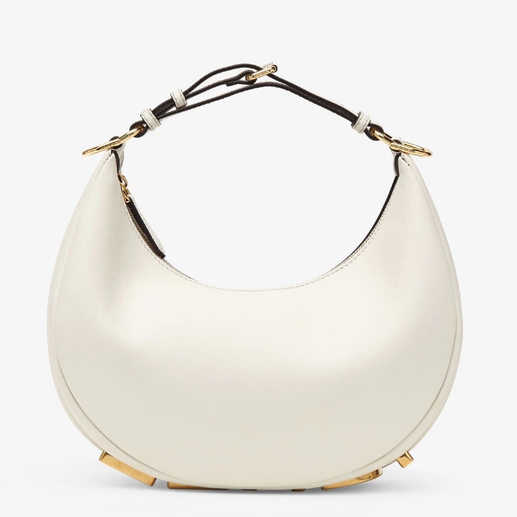 Replica Fendi Fendigraphy Small Hobo Bag In White Leather