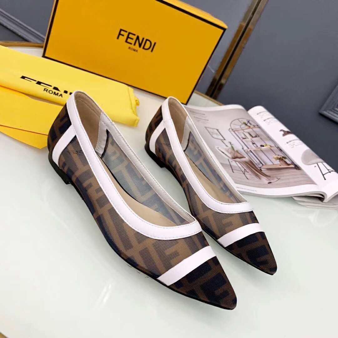 F**di white mesh flats ballerinas