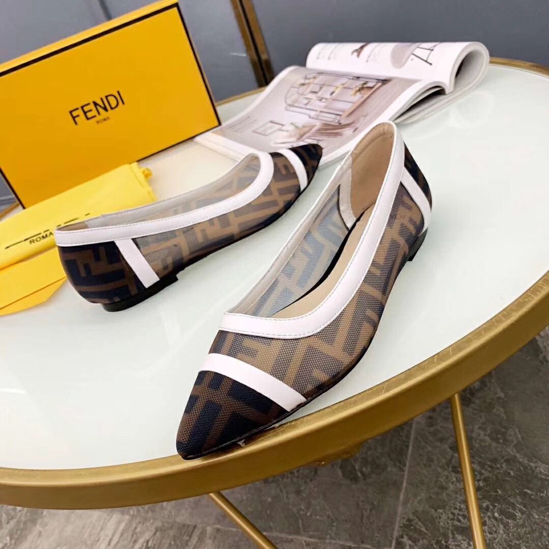F**di white mesh flats ballerinas