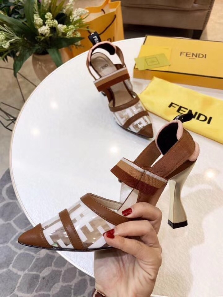 F**di white pu colibri slingbacks 85mm pumps