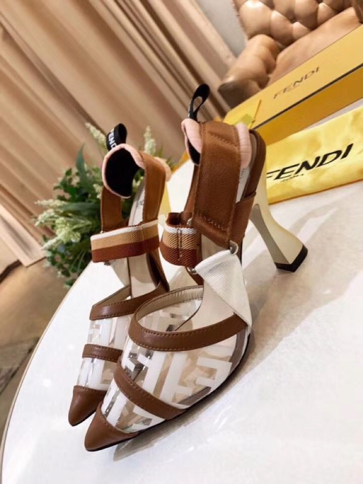 F**di white pu colibri slingbacks 85mm pumps
