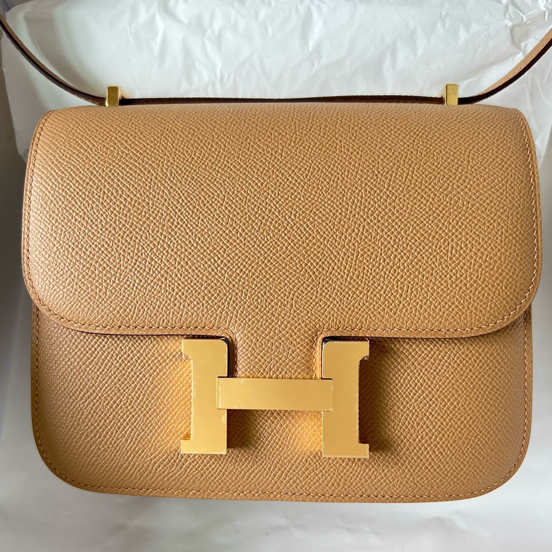 H**mes constance 18 handmade bag in chai epsom calfskin