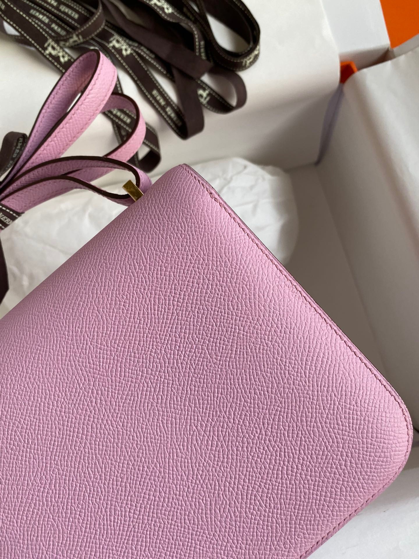H**mes constance 18 handmade bag in mauve sylvestre epsom calfskin
