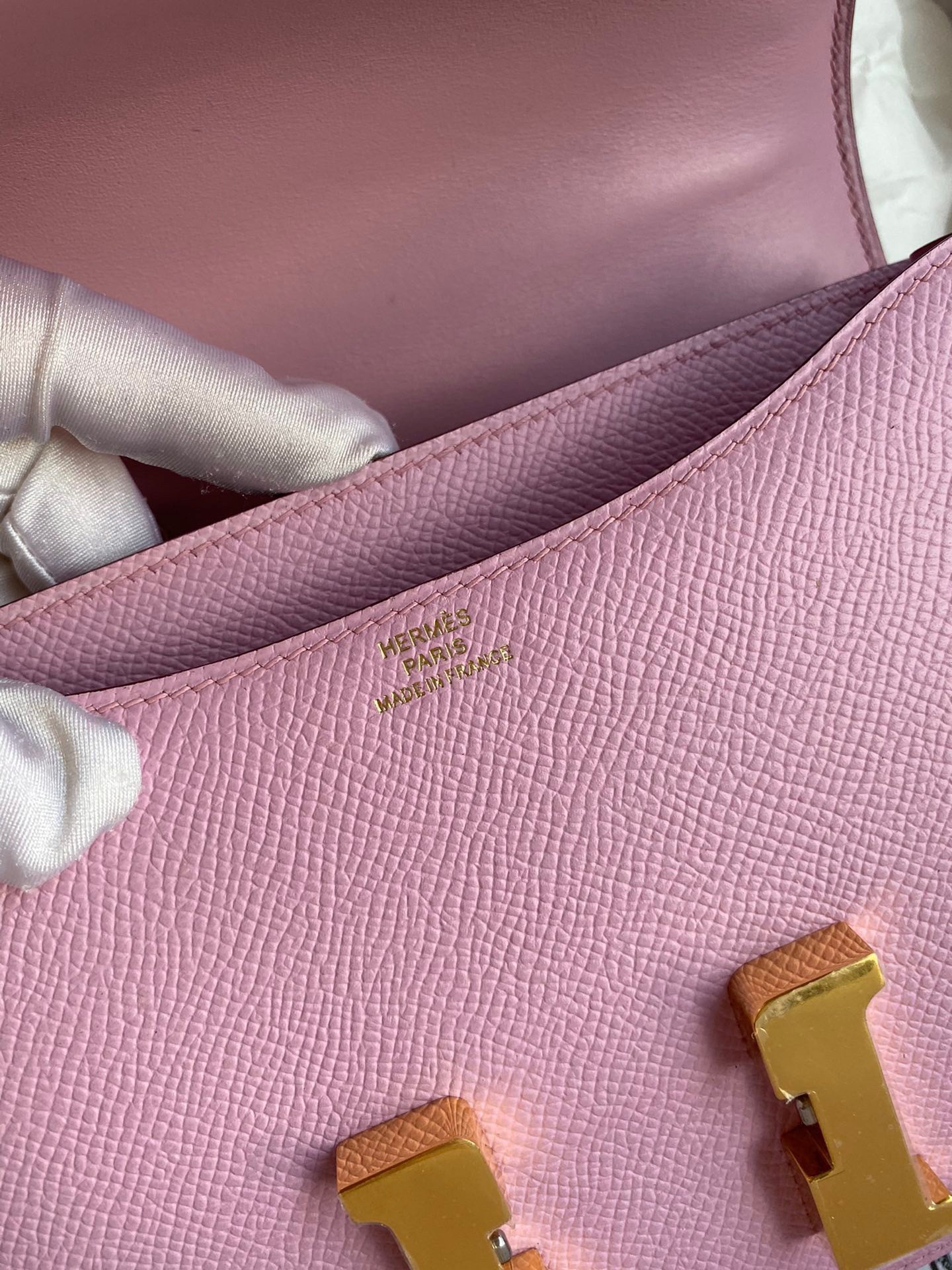 H**mes constance 18 handmade bag in mauve sylvestre epsom calfskin